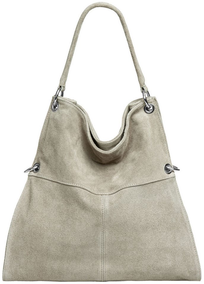 Caspar Schultertasche Große Vintage Damen Leder Handtasche - PREMIUM LINE - Modell No.805, samtig weich, angenehmer Tragekomfort - 100% Wildleder - Made in Italy von Caspar