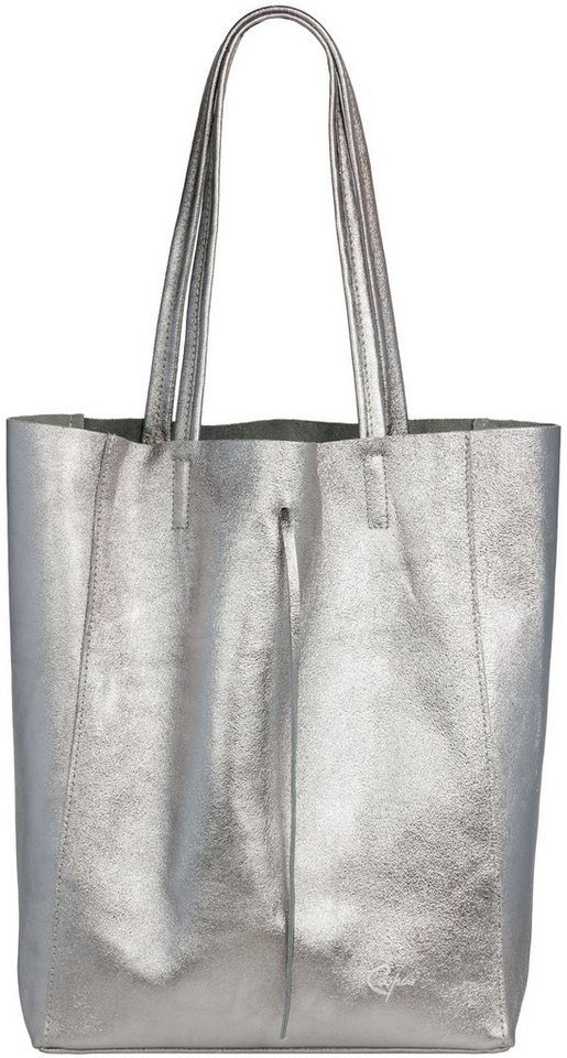 Caspar Schultertasche Großer Damen Leder Shopper Metallic - CLASSIC LINE - Modell No.781, elegant, robust & unempfindlich - 100% Echtleder - Handmade in Italy von Caspar
