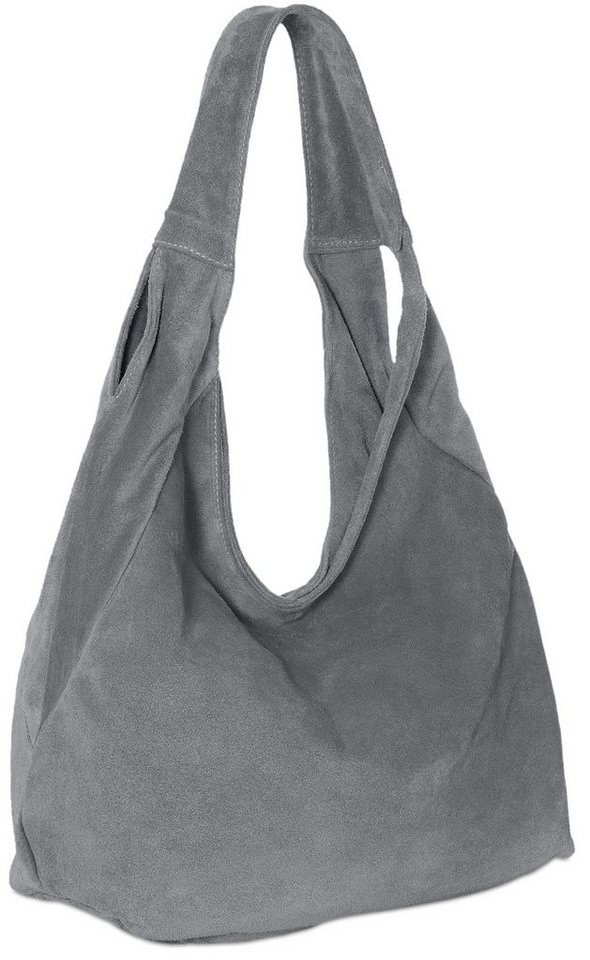 Caspar Schultertasche Große Damen Ledertasche Hobo Bag - PREMIUM LINE - Modell No.618, samtig weich, angenehmer Tragekomfort, 100% italienisches Veloursleder von Caspar