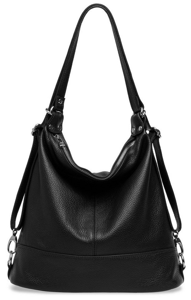 Caspar Schultertasche 2 in 1 Rucksack Damen Leder Tasche - PREMIUM LINE - Modell No.796, Casual, robust & unempfindlich - 100% Echtleder - Handmade in Italy von Caspar
