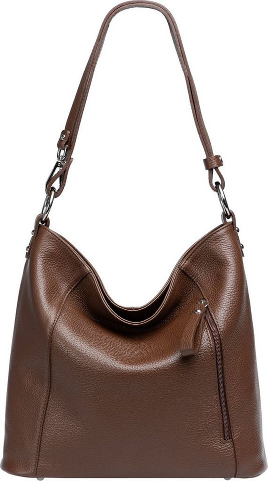 Caspar Schultertasche TL806 sportlich elegante 2-in-1 Damen Leder Schulter- und Umhängetasche von Caspar