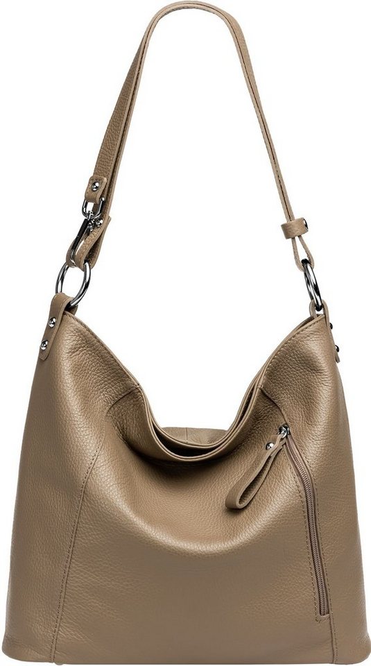 Caspar Schultertasche TL806 sportlich elegante 2-in-1 Damen Leder Schulter- und Umhängetasche von Caspar