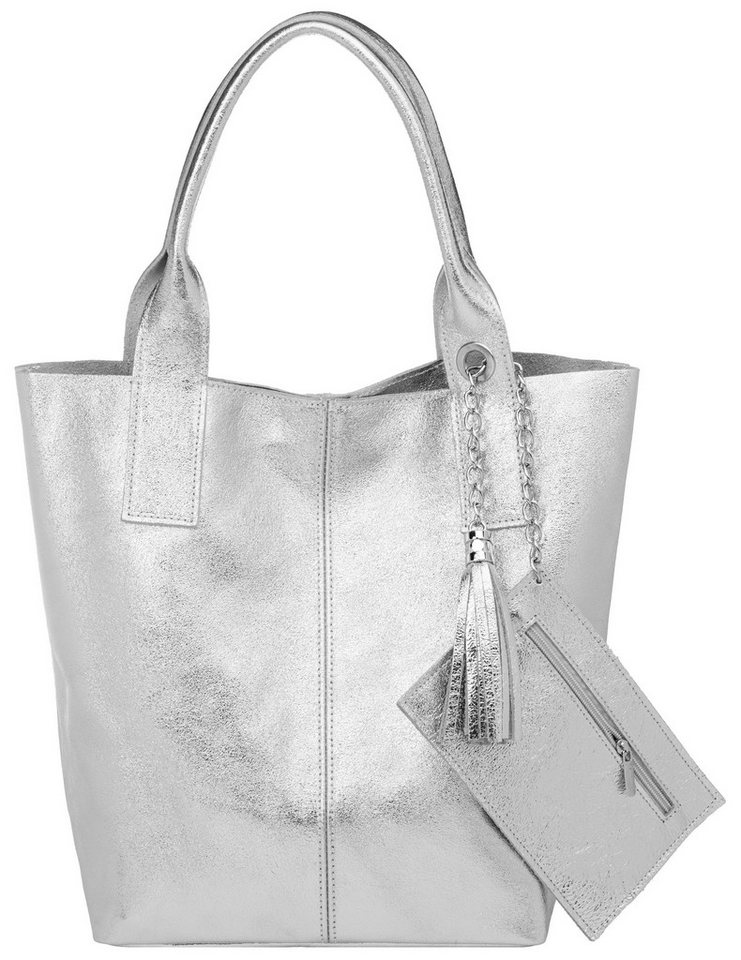 Caspar Schultertasche große Wildleder Shopper Damen Tasche - CLASSIC LINE - Modell No.828, 100% italienisches Leder - mit stylischer Metallkette & Zusatztasche von Caspar