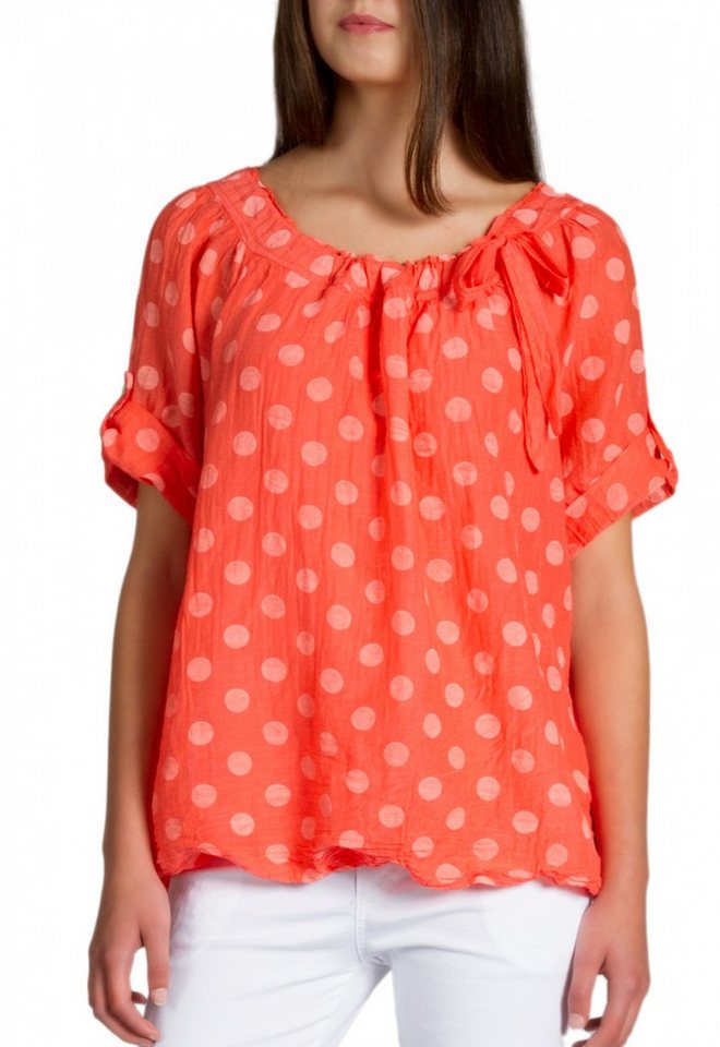 Caspar Shirtbluse BLU001 Damen leichte Sommerbluse mit weißen Punkten Caspar Shirtbluse BLU001 Damen leichte Sommerbluse mit weißen Punkten von Caspar