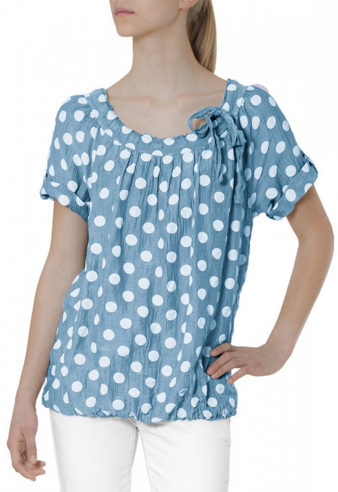 Caspar Shirtbluse BLU001 Damen leichte Sommerbluse mit weißen Punkten Caspar Shirtbluse BLU001 Damen leichte Sommerbluse mit weißen Punkten von Caspar