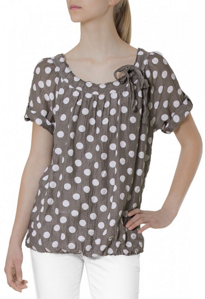Caspar Shirtbluse BLU001 Damen leichte Sommerbluse mit weißen Punkten von Caspar