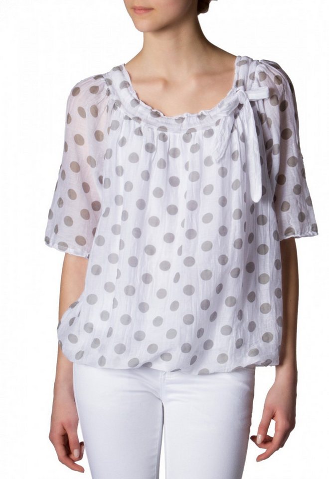 Caspar Shirtbluse BLU001 Damen leichte Sommerbluse mit weißen Punkten von Caspar