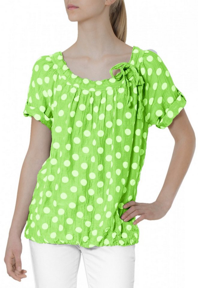 Caspar Shirtbluse BLU001 Damen leichte Sommerbluse mit weißen Punkten von Caspar