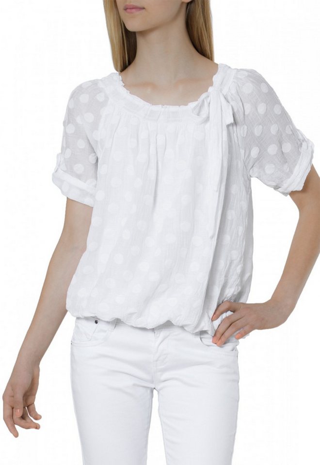 Caspar Shirtbluse BLU001 Damen leichte Sommerbluse mit weißen Punkten von Caspar