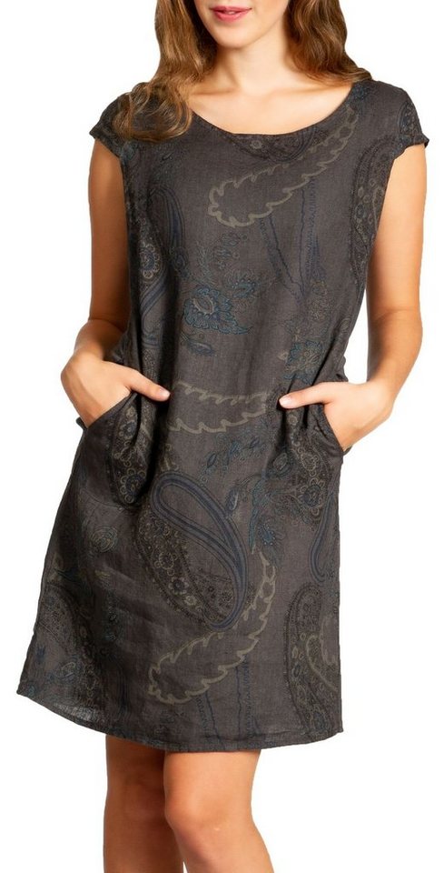 Caspar Sommerkleid SKL022 Damen Sommer Leinenkleid mit Paisley Print bis Größe 50 von Caspar