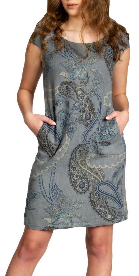 Caspar Sommerkleid SKL022 Damen Sommer Leinenkleid mit Paisley Print bis Größe 50 von Caspar