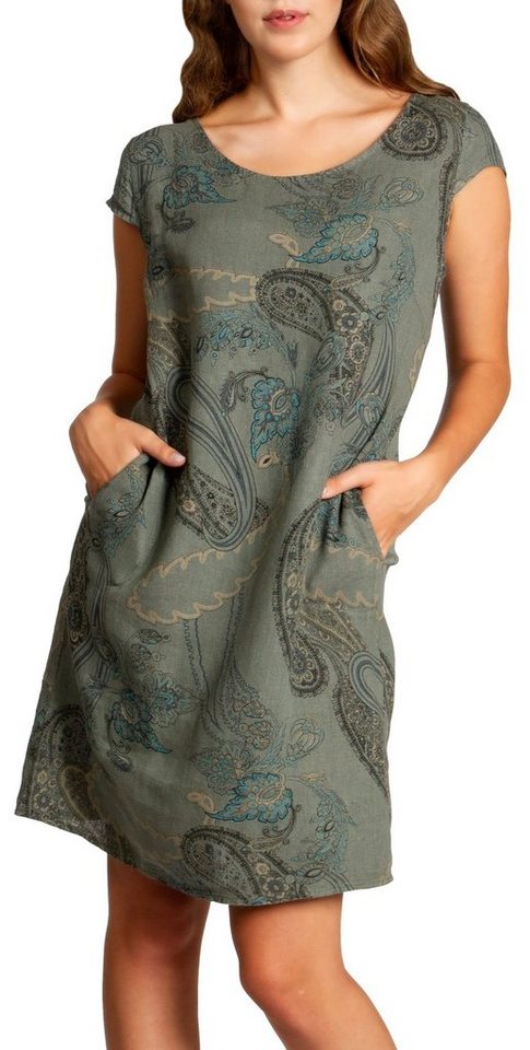 Caspar Sommerkleid SKL022 Damen Sommer Leinenkleid mit Paisley Print bis Größe 50 von Caspar