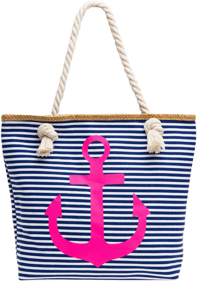 Caspar Strandtasche TS1040 Damen Shopper mit Reißverschluss von Caspar