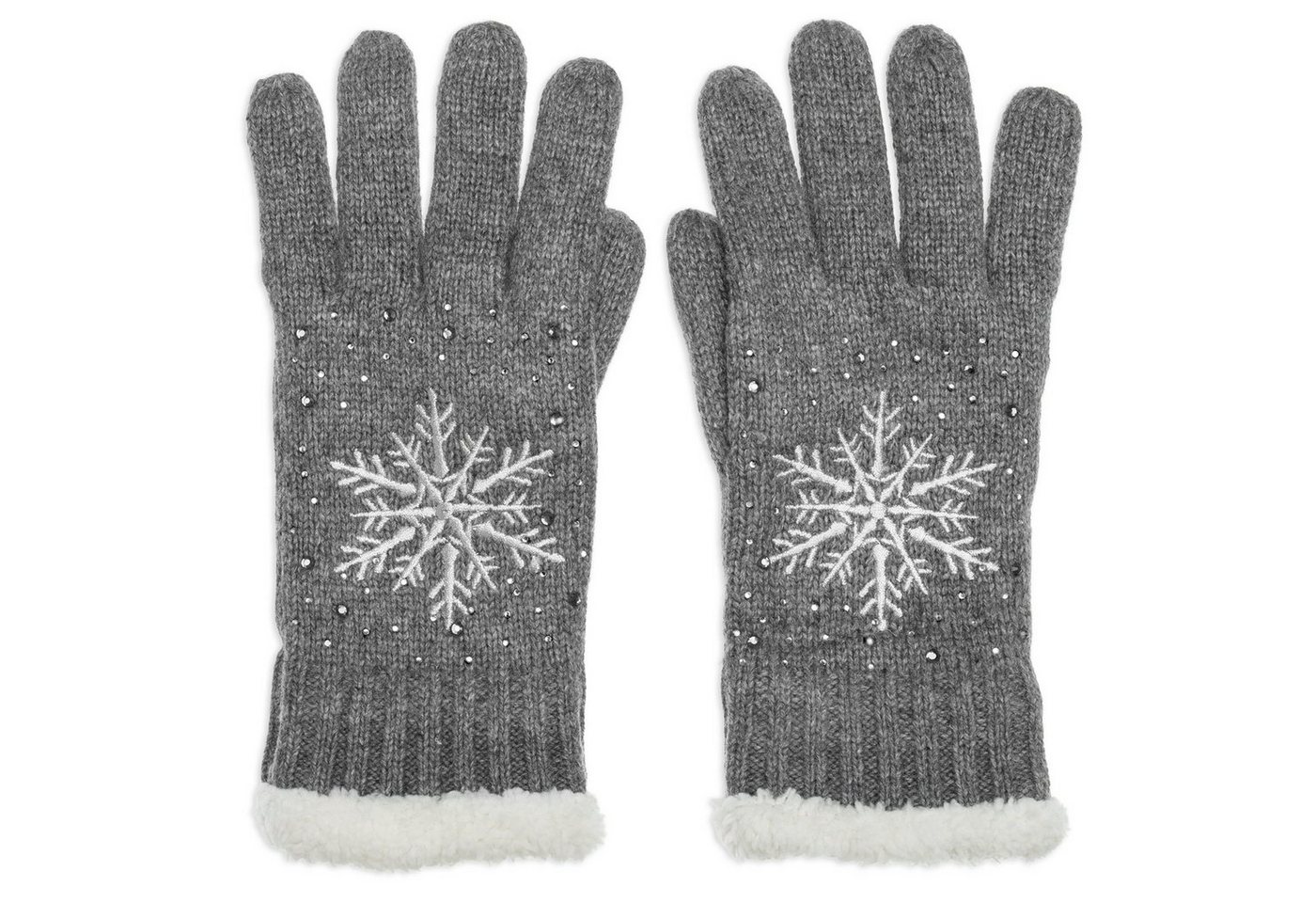 Caspar Strickhandschuhe GLV009 warm gefütterte Damen Strick Handschuhe mit eingesticktem Eiskristall von Caspar