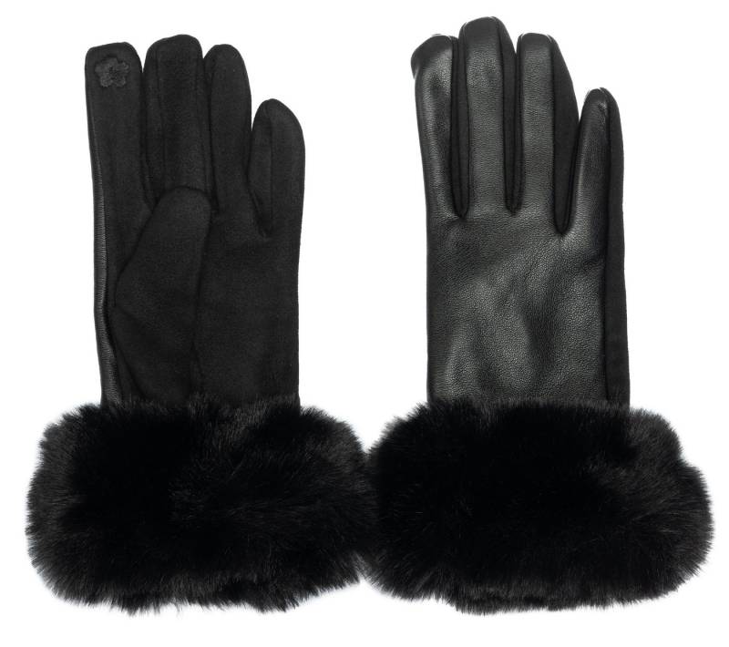 Caspar Strickhandschuhe GLV017 klassisch elegante uni Damen Handschuhe mit Fell Dekor von Caspar
