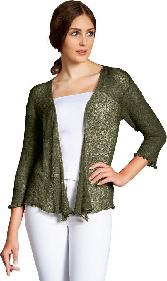 Caspar Strickjacke STJ022 angenehm leichter Damen Sommer Bolero mit 3/4 Arm von Caspar