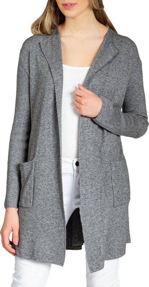 Caspar Strickjacke STJ023 sportlich eleganter langer Damen Cardigan von Caspar