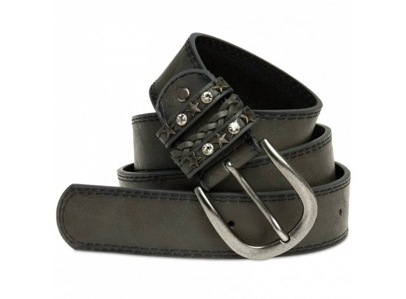 Caspar Synthetikgürtel Caspar GU291 Damen Vintage Gürtel mit Sternen und Strass von Caspar