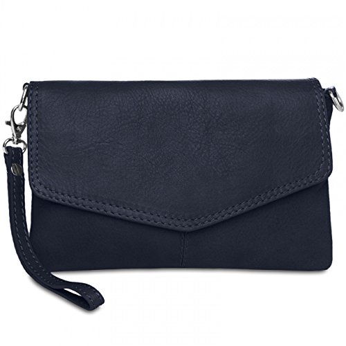 Caspar TA322 Damen Nappaleder Clutch, Farbe:dunkelblau von Caspar