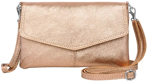 Caspar Elegante Leder Clutch Abendtasche aus samtweichem Nappaleder Damen Umhängetasche - PREMIUM LINE - Modell No.322 - Made in Italy, Farbe:roségold, Accessoires:One Size Caspar Elegante Leder Clutch Abendtasche aus samtweichem Nappaleder Damen Umhängetasche - PREMIUM LINE - Modell No.322 - Made in Italy, Farbe:roségold, Accessoires:One Size von Caspar