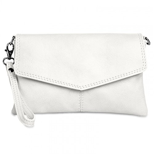 Caspar TA322 Damen Nappaleder Clutch, Farbe:weiss von Caspar