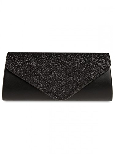 Caspar TA332 Damen elegante große XL Glitzer Clutch Tasche Abendtasche, Farbe:schwarz von Caspar