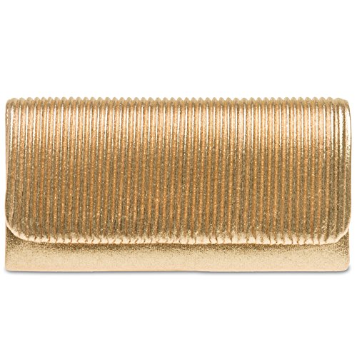 Caspar TA351 kleine elegante Damen Clutch Tasche Abendtasche mit gerafftem Überschlag, Farbe:gold, Größe:One Size von Caspar