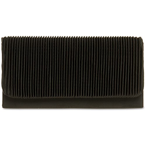 Caspar TA351 kleine elegante Damen Clutch Tasche Abendtasche mit gerafftem Überschlag, Farbe:schwarz, Größe:One Size von Caspar
