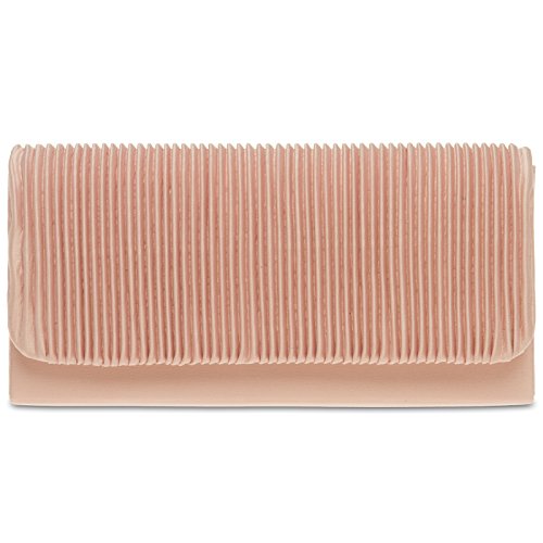 Caspar TA351 kleine elegante Damen Clutch Tasche Abendtasche mit gerafftem Überschlag, Größe:One Size, Farbe:rosa von Caspar