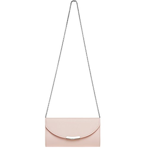 Caspar TA360 elegante Damen Clutch Tasche Abendtasche mit langer Kette, Farbe:rosa, Größe:One Size von Caspar