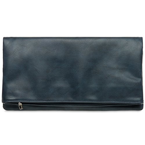 Caspar TA392 elegante Damen Briefumschlag Clutch Tasche Abendtasche, Farbe:dunkelblau, Accessoires:One Size von Caspar