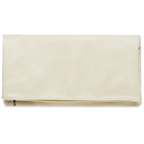 Caspar TA392 elegante Damen Briefumschlag Clutch Tasche Abendtasche, Farbe:elfenbein, Accessoires:One Size von Caspar