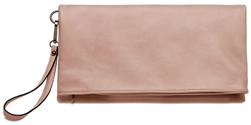 Caspar TA392 elegante Damen Briefumschlag Clutch Tasche Abendtasche, Farbe:rosa, Accessoires:One Size von Caspar