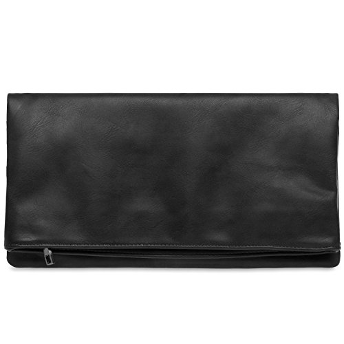 Caspar TA392 elegante Damen Briefumschlag Clutch Tasche Abendtasche, Farbe:schwarz, Accessoires:One Size von Caspar