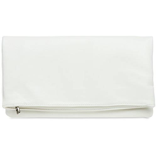 Caspar TA392 elegante Damen Briefumschlag Clutch Tasche Abendtasche, Farbe:weiss, Accessoires:One Size von Caspar