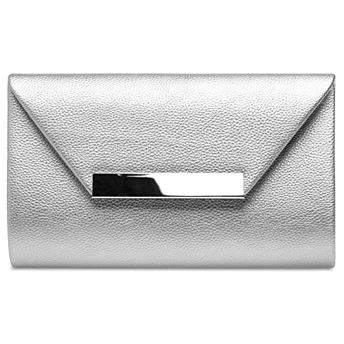 Caspar TA419 Damen XL Clutch Tasche Abendtasche, Farbe:silber, Größe:One Size von Caspar