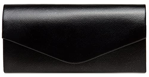 Caspar TA420 elegante Damen Clutch Tasche Abendtasche mit langer Kette, Farbe:schwarz, Größe:One Size von Caspar