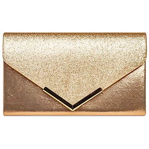 Caspar TA430 Damen XL Metallic Clutch Tasche Abendtasche, Farbe:champagner, Größe:One Size von Caspar