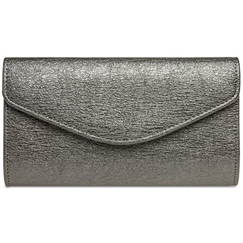 Caspar TA432 elegante Damen Clutch Tasche Abendtasche mit langer Kette, Farbe:platin, Größe:One Size Caspar TA432 elegante Damen Clutch Tasche Abendtasche mit langer Kette, Farbe:platin, Größe:One Size von Caspar
