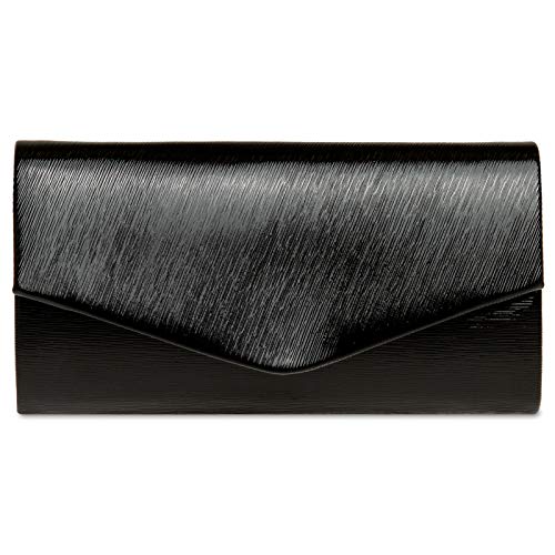 Caspar TA504 elegante Damen Glanz Clutch Abendtasche, Farbe:schwarz, Größe:Einheitsgröße von Caspar