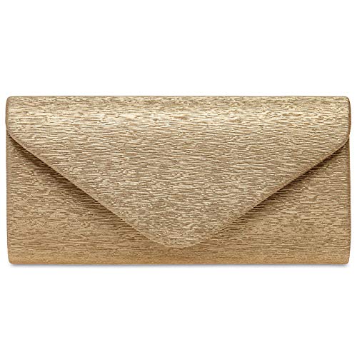 Caspar TA518 Damen kleine elegante Glanz Clutch Tasche Abendtasche, Farbe:bronze, Größe:Einheitsgröße von Caspar