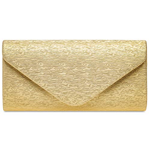 Caspar TA518 Damen kleine elegante Glanz Clutch Tasche Abendtasche, Farbe:gold, Größe:Einheitsgröße von Caspar