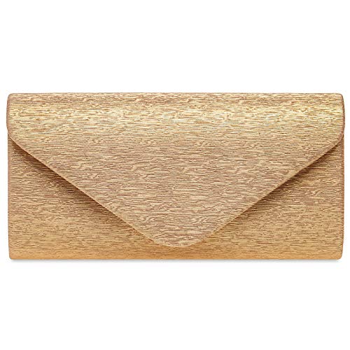 Caspar TA518 Damen kleine elegante Glanz Clutch Tasche Abendtasche, Farbe:roségold, Größe:Einheitsgröße von Caspar