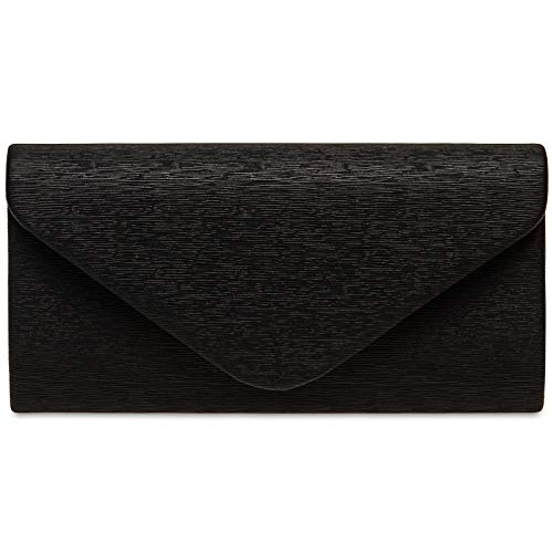 Caspar TA518 Damen kleine elegante Glanz Clutch Tasche Abendtasche, Farbe:schwarz, Größe:Einheitsgröße von Caspar