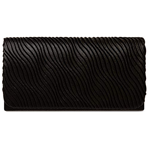 Caspar TA519 elegante Damen Satin Clutch Tasche Abendtasche, Farbe:schwarz, Größe:Einheitsgröße von Caspar