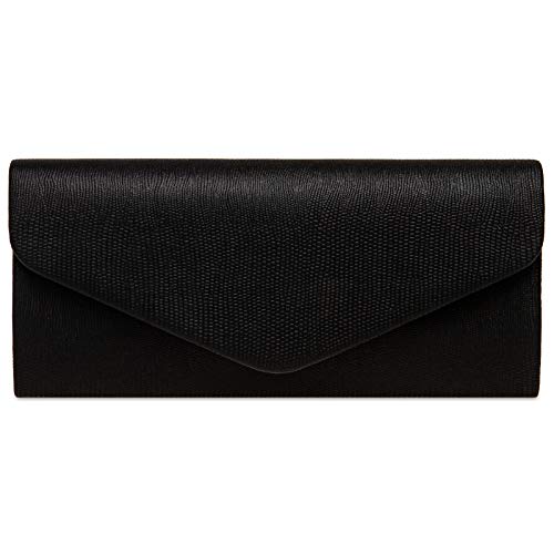 Caspar TA522 elegante Damen Snake Skin Glanz Clutch Abendtasche, Farbe:schwarz, Größe:Einheitlich von Caspar