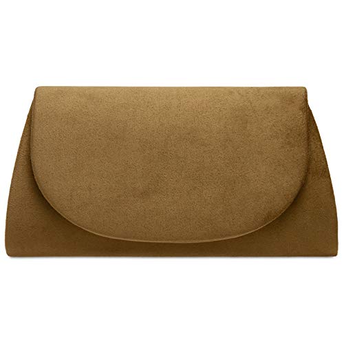 Caspar TA525 Damen elegante Textil Velours Clutch Tasche Abendtasche, Farbe:braun, Größe:Einheitsgröße von Caspar
