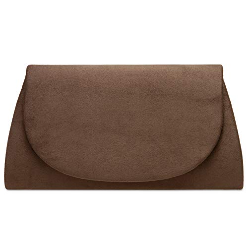 Caspar TA525 Damen elegante Textil Velours Clutch Tasche Abendtasche, Farbe:taupe, Größe:Einheitsgröße von Caspar