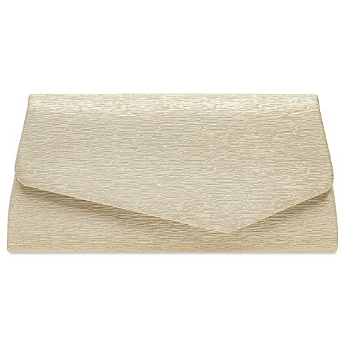 Caspar TA527 Damen elegante Glanz Clutch Tasche Abendtasche, Farbe:champagner, Größe:Einheitsgröße von Caspar