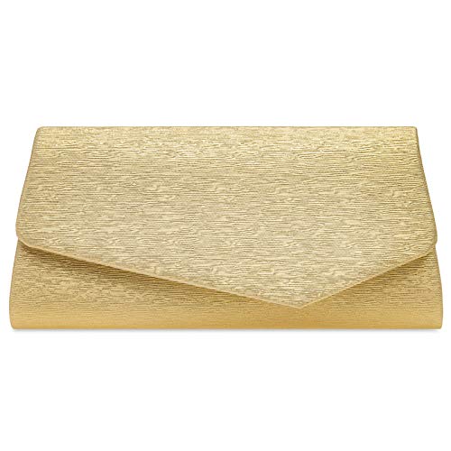 Caspar TA527 Damen elegante Glanz Clutch Tasche Abendtasche, Farbe:gold, Größe:Einheitsgröße von Caspar